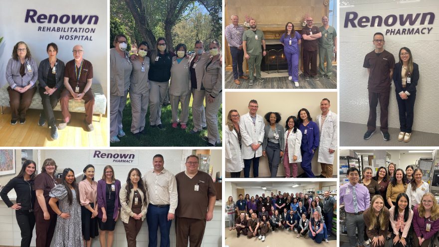 A collage of inpatient and outpatient pharmacy team members across Renown Health.