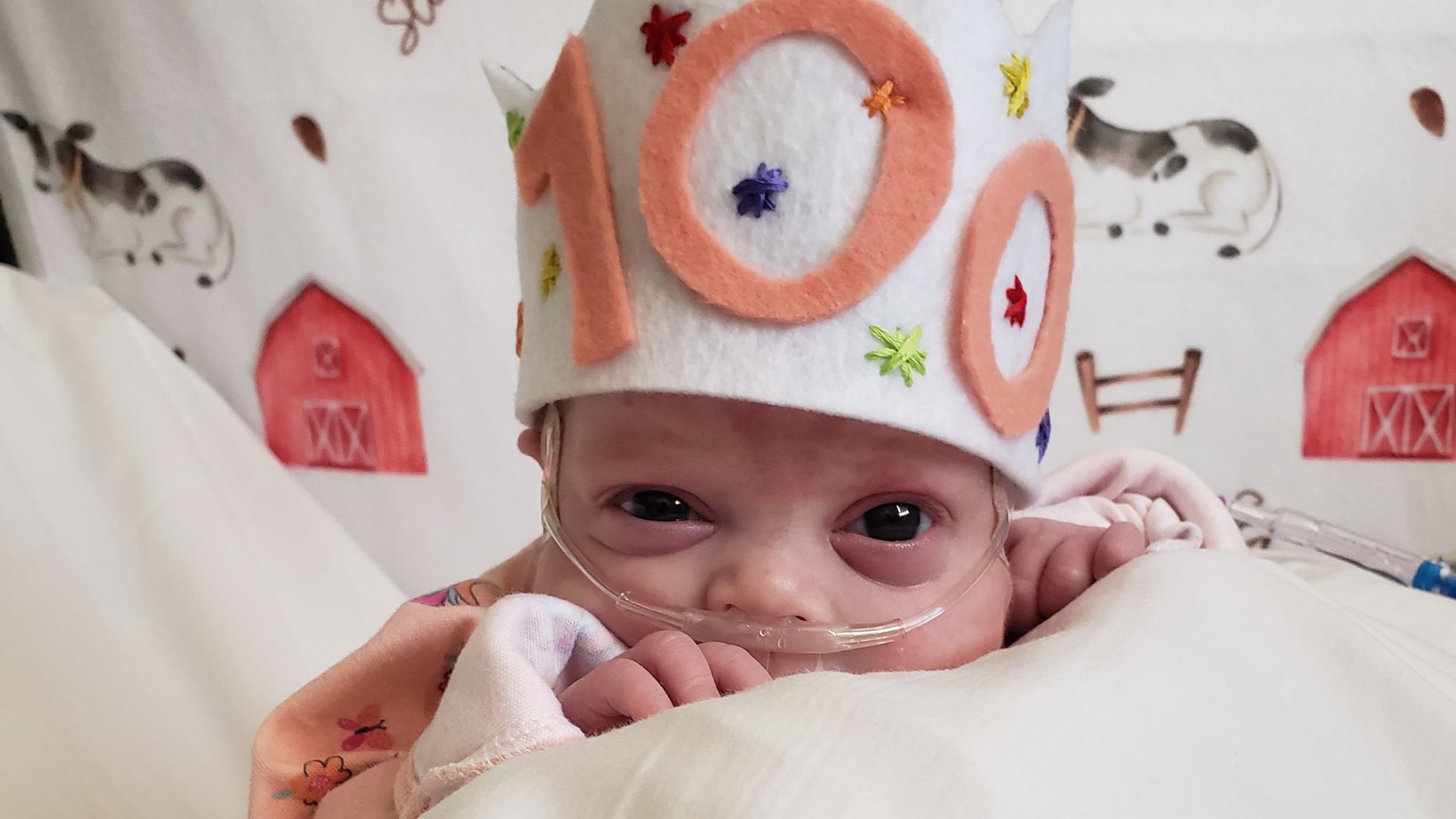 renown nicu patient celebrates her 100 days of life with a crown made by staff