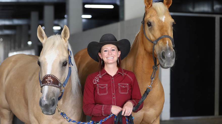 Haley Longfield with her two horses