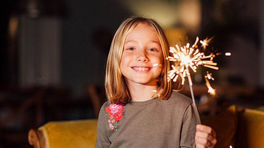 Young girl with sparkler 
