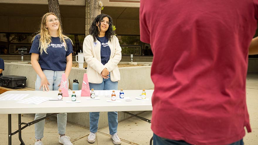 Students table for World Lung Day