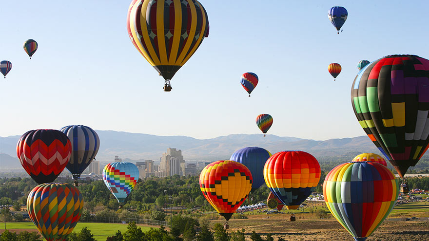 Balloons float near Reno, Nevada