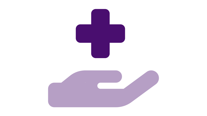 Icon hand holding medical symbol