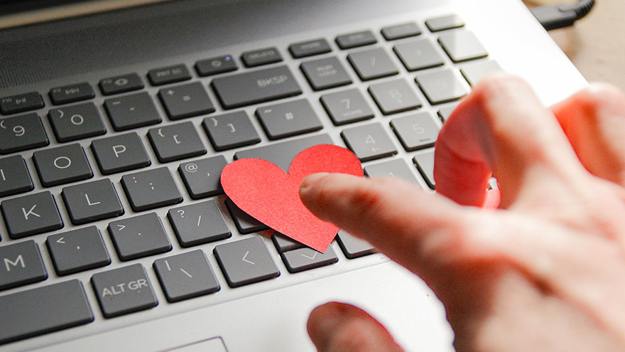 Paper heart on keyboard
