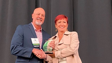 Stephanie Kruse accepting Nevada Hospital Association award